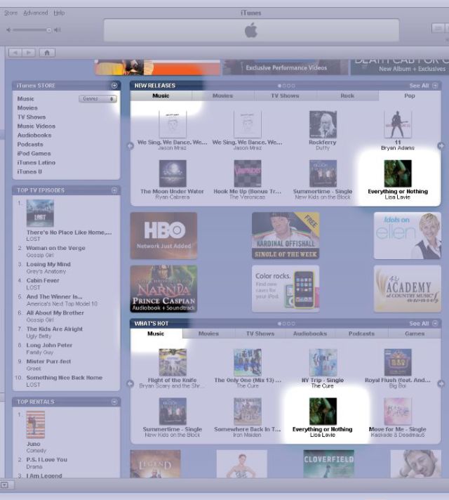 Screen shot: iTunes New Release and What's Hot